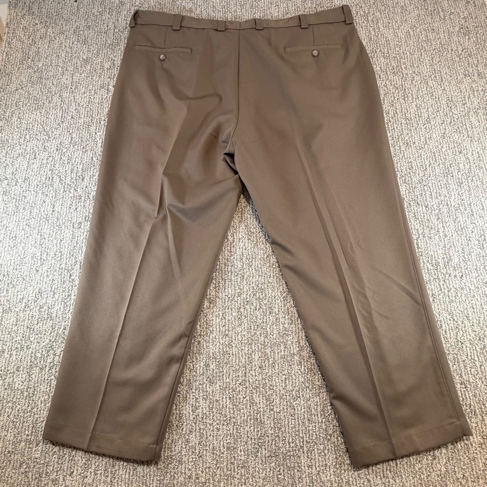 Oak Hill Dress Pants Mens 46/28 Brown Pleated Front Polyester Trousers Classic - Picture 4 of 8